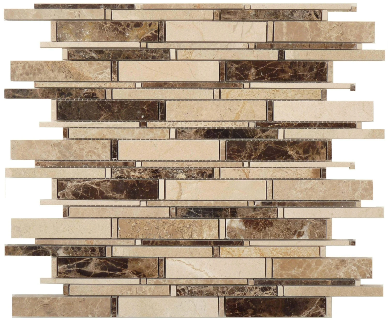 Cascade Emperador And Crema Marfil Mix Beige Random Bricks Stone Polished Tile