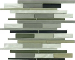 Metallic Weather Orbit OS-1005 Grey Random Bricks Glass And Metal Glossy And Brushed Tile