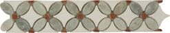 Ming Green And Thassos White Border Red Dot Flower Stone Tile