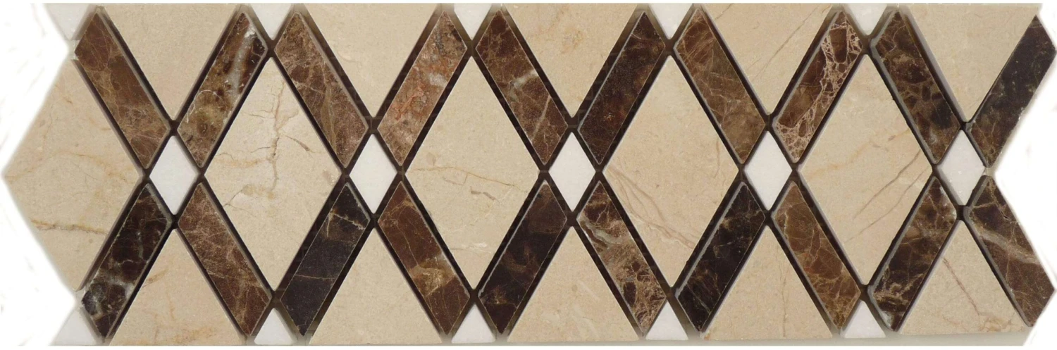 Crema Marfil And Emperador Dark Border DS-560L Beige Diamond Stone Polished Tile