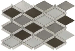Silver Quill Diamond Silver Brushed Aluminum And Glass Tile