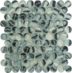 Spheres Blueberry Blue Penny Round Glossy Glass Tile