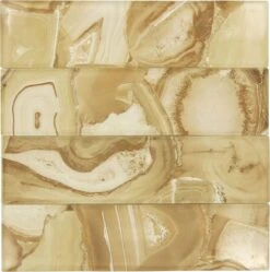 Magical Forest Cinnamon House Gold 3x12 Glossy Glass Subway Tile