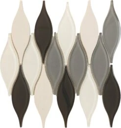 Ascot Grey Unique Shape Grey Glossy Glass And Stone Tile