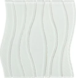 White Rose Waterfall Wave Glossy Glass Tile