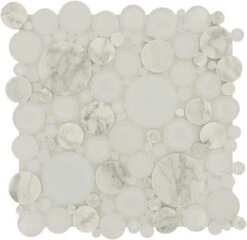 Bubble Dove White Circles Glass And Stone Tile