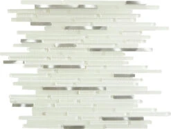 White Shadow White Random Bricks Glass And Metal Glossy And Frosted Tile