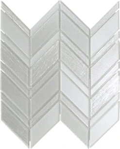 Metallic White Chevron Frosted And Glossy Glass Tile