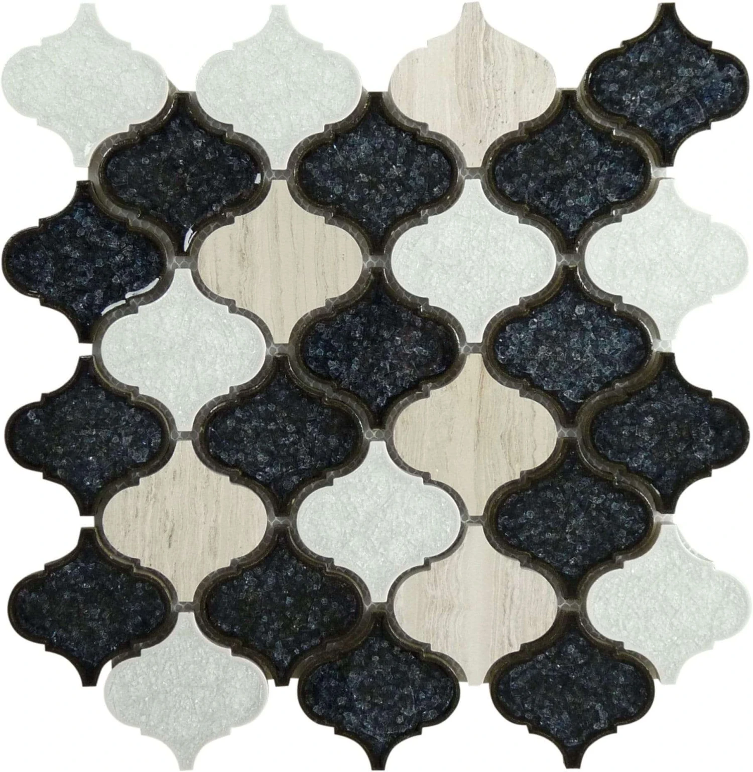 Galena Blue Lantern Crackled Glass Tile