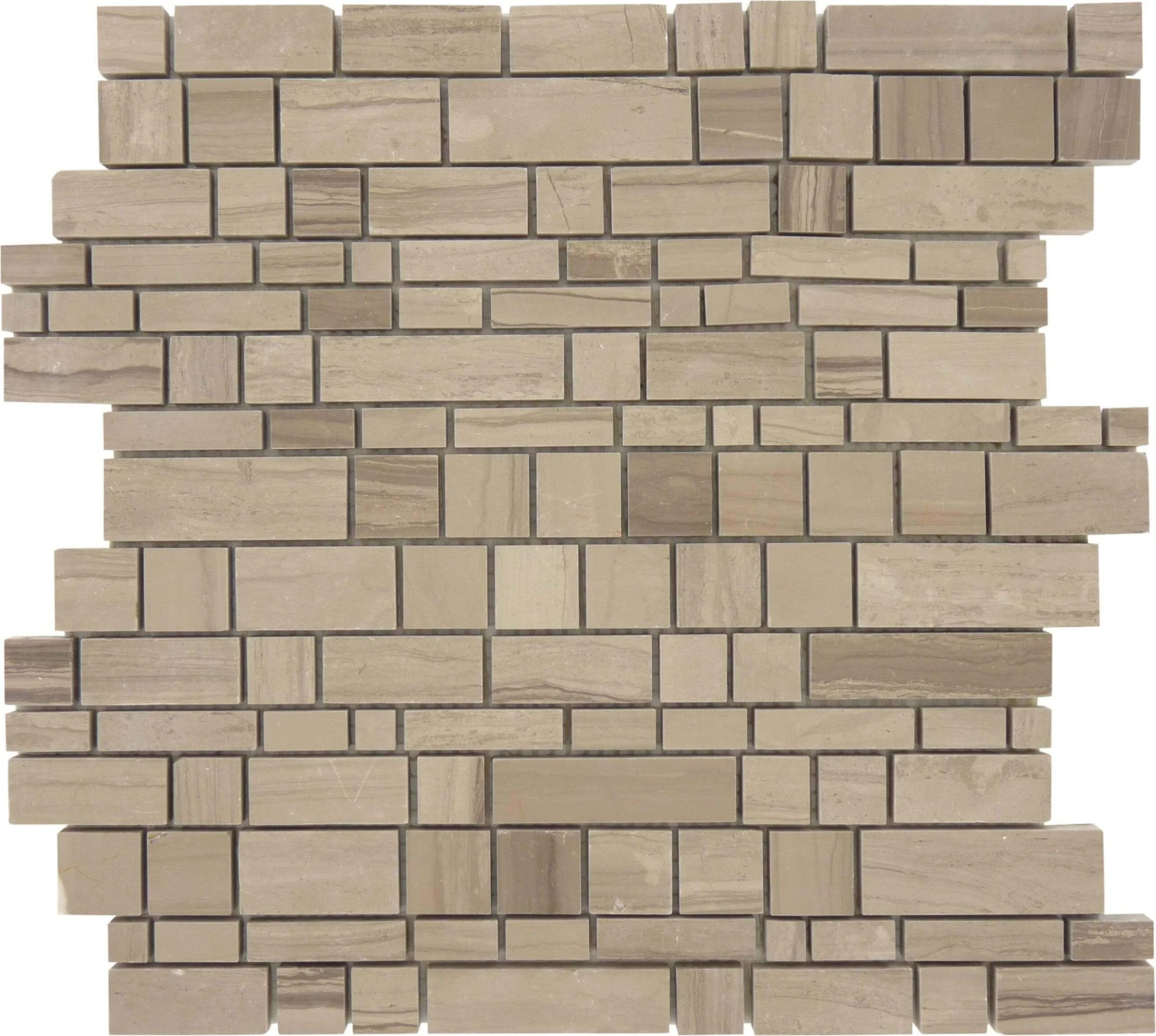 Dark Wooden Beige Unique Shapes Honed Stone Tile