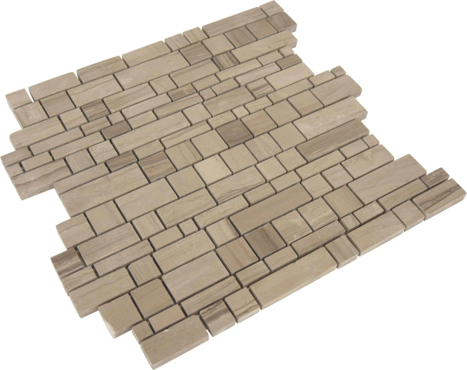 Dark Wooden Beige Unique Shapes Honed Stone Tile - Image 3