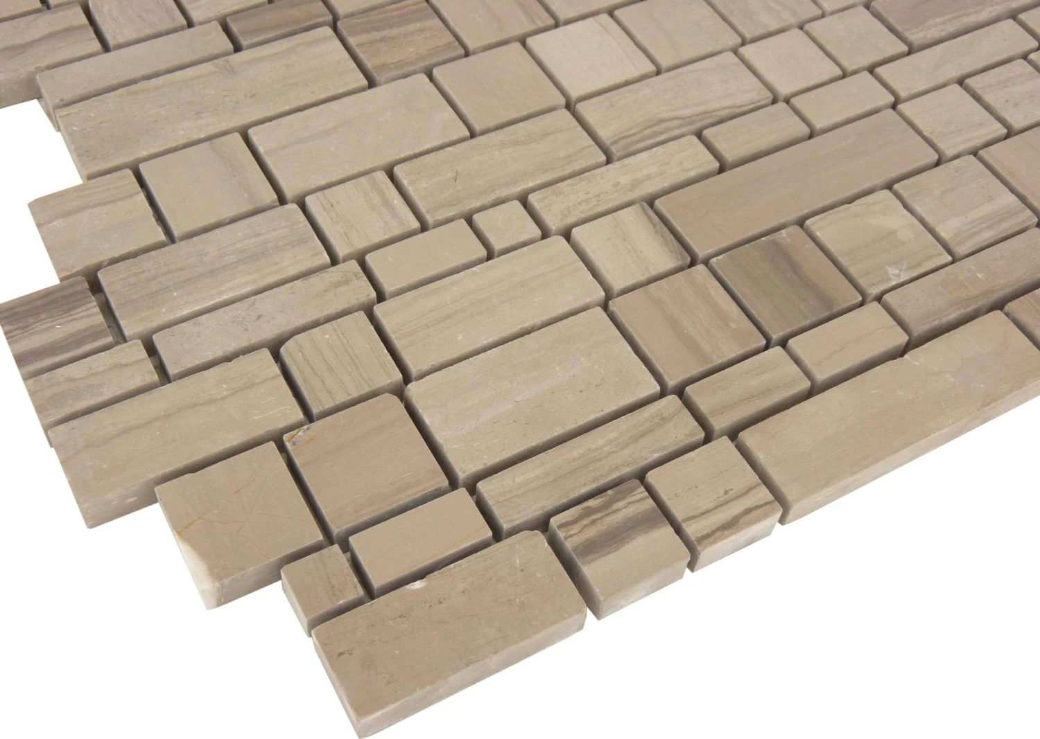 Dark Wooden Beige Unique Shapes Honed Stone Tile - Image 2