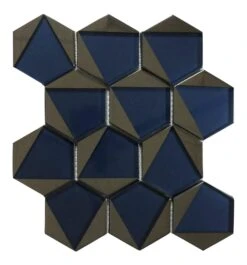 Castle Fort Brilliant Blue Hexagon Glossy Glass Tile