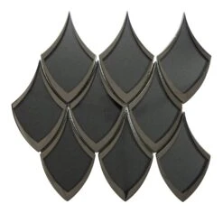 Castle Fort Gunmetal Grey Dragon Scale Glossy Glass Tile