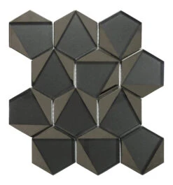 Castle Fort Gunmetal Grey Hexagon Glossy Glass Tile