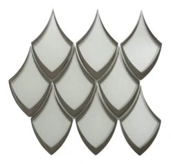 Castle Fort Pacific Pearl White Dragon Scale Glossy Glass Tile