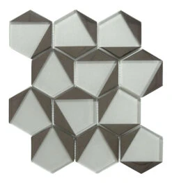 Castle Fort Pacific Pearl White Hexagon Glossy Glass Tile