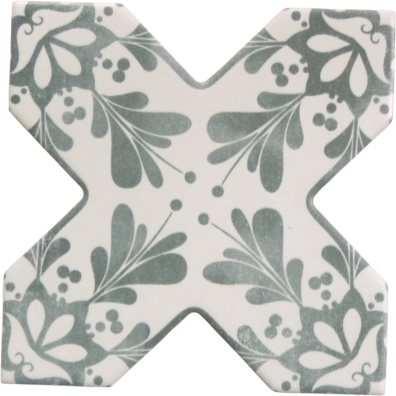 Moorish Grey Cross Deco Ceramic Matte Tile