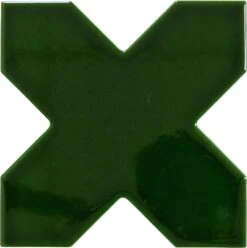 Moorish Verde Cross Ceramic Glossy Tile