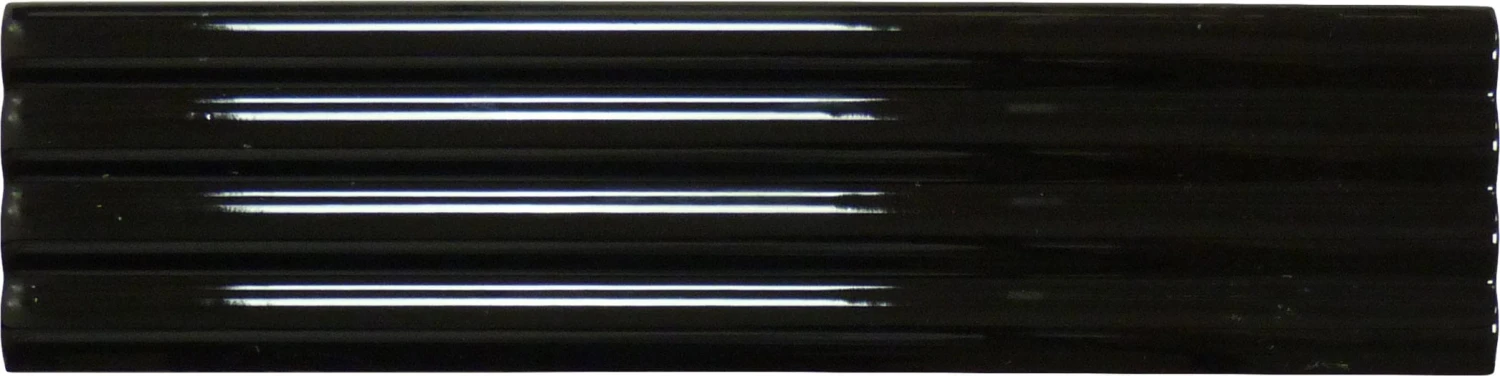 Ridge Black Deco Glossy 2x8 Ceramic Tile