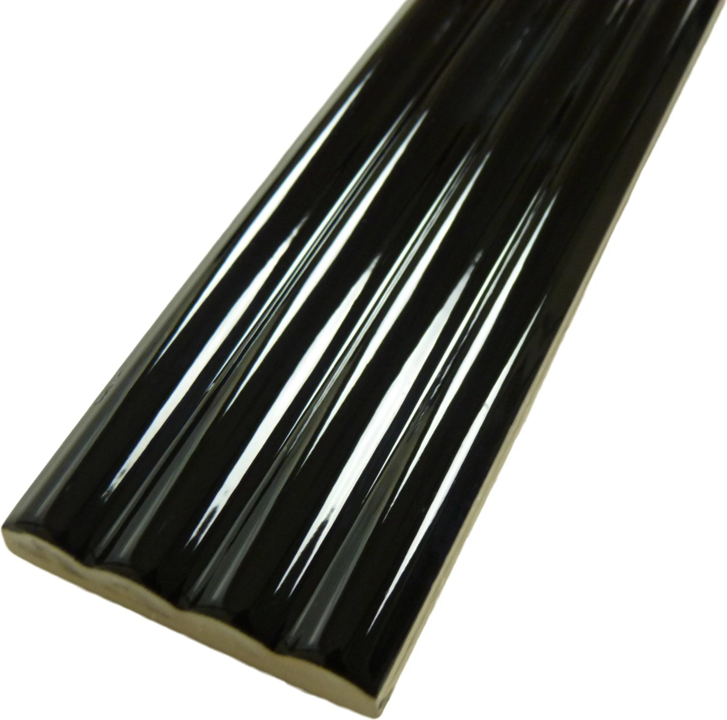 Ridge Black Deco Glossy 2x8 Ceramic Tile - Image 3