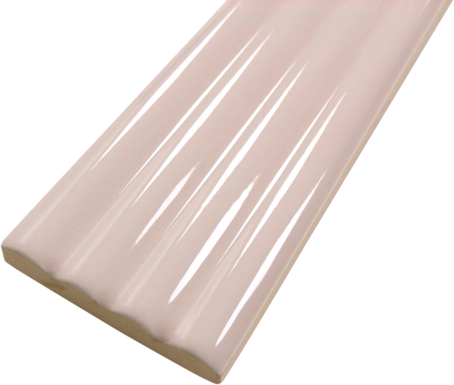 Ridge Pink Deco Glossy 2x8 Ceramic Tile - Image 3