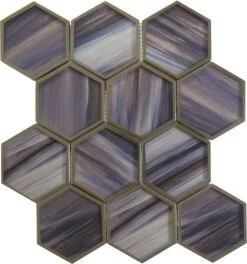 Yorkshire Mulberry Wine Brown 3x3 Hexagon Matte Glass Tile