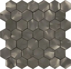 3D Gun Metal Grey 2x2 Hexagon Metal Tile