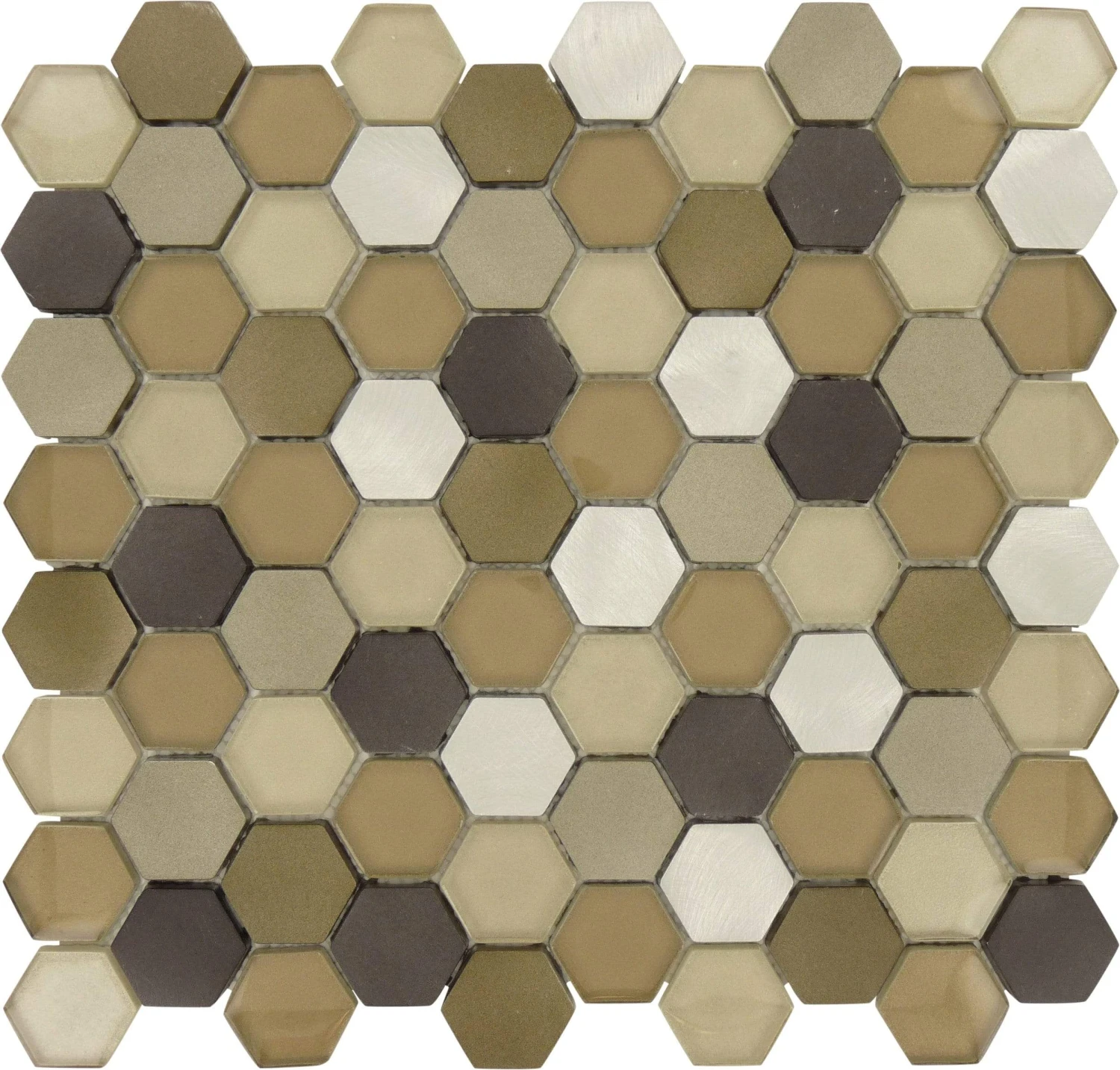 Hickory Hexagon Aluminum And Glass Tile