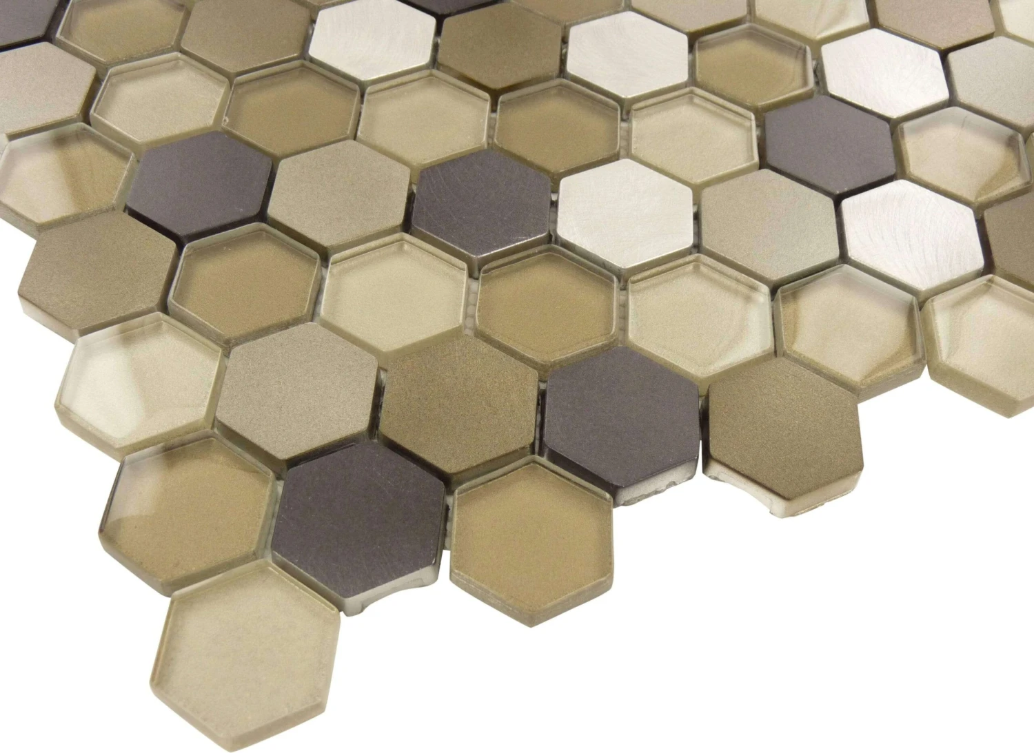 Hickory Hexagon Aluminum And Glass Tile - Image 2
