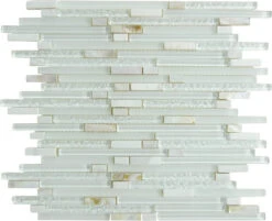 Sugar Island White Random Bricks Glass Stone And Shell Tile