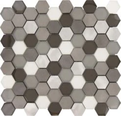 Shark Grey Hexagon Aluminum And Glass Tile