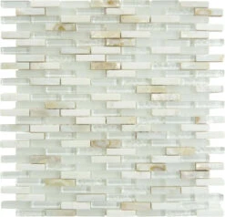 Sugar Island White Mini Uniform Brick Glass Stone And Shell Tile