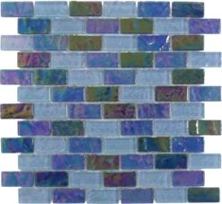 Tranquil Blue 1x2 Glossy And Iridescent Glass Tile