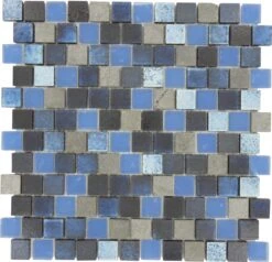 Lunar Light Blue Blend 1x1 Glass And Stone Tile