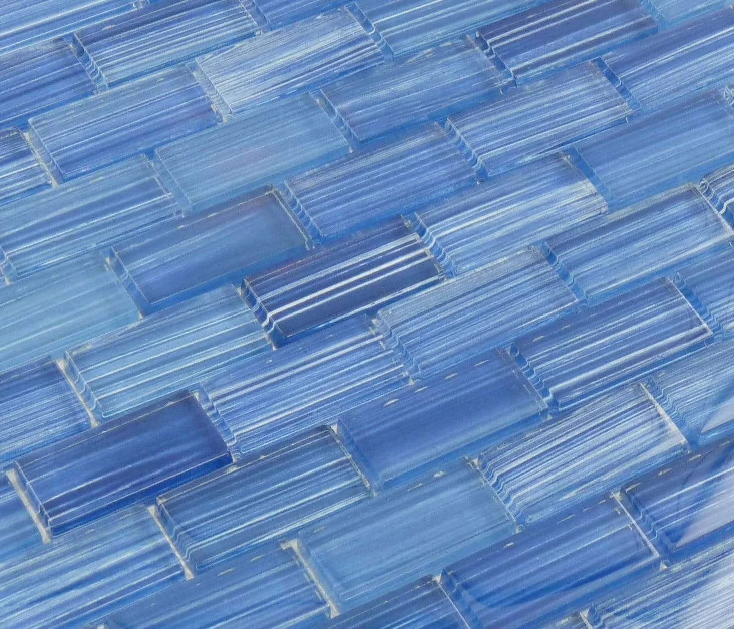 Watercolors Caribbean Blue 1x2 Glossy Glass Tile - Image 4