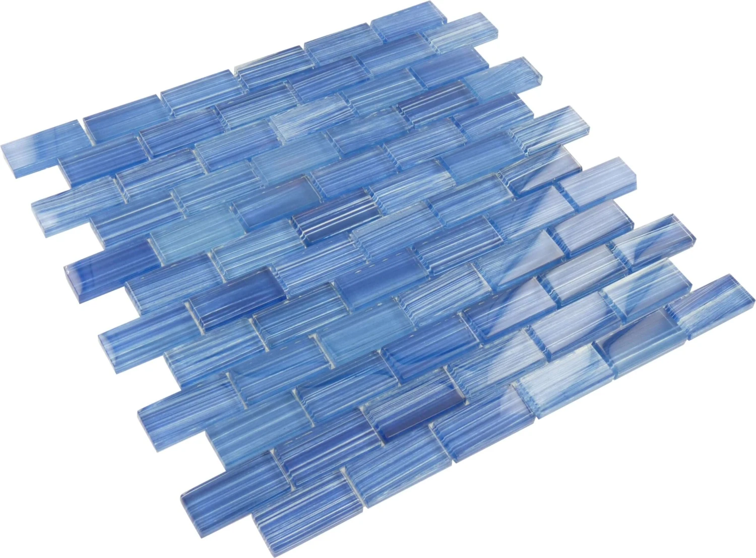 Watercolors Caribbean Blue 1x2 Glossy Glass Tile - Image 3