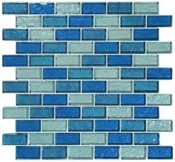 Galaxie Blue 1x2 Glossy Glass Tile