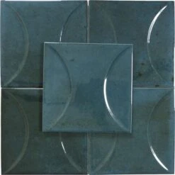 Boutique Prussian Blue Relief 6x6 Porcelain Tile