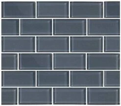 Blue Grey 2x4 Glossy Glass Subway Tile
