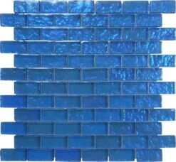 Galaxie Blue 1x2 Glossy And Iridescent Glass Tile