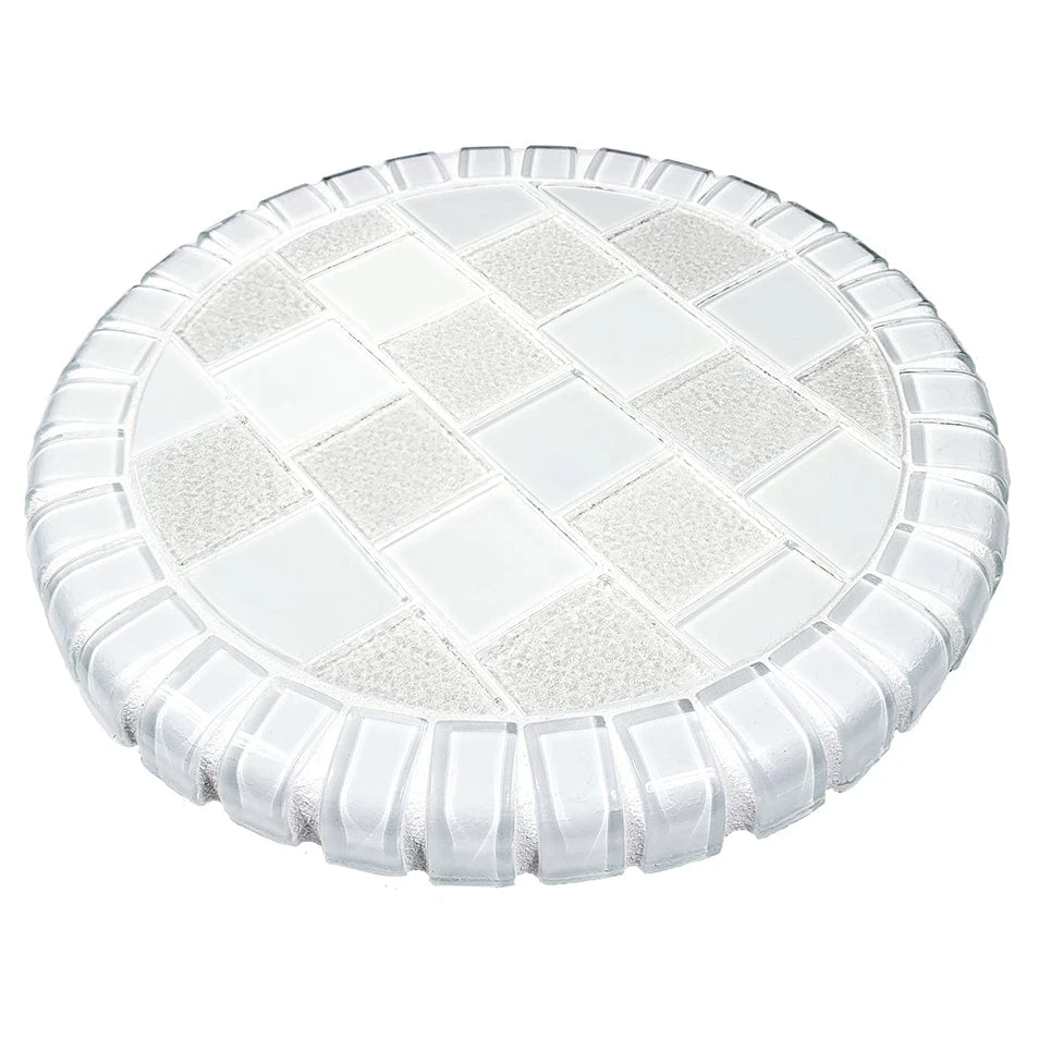 Signature White 12.5" Glass Barstool Top