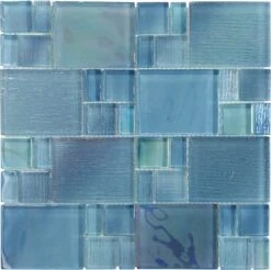 Silver Blueberry Unique Shapes Glossy Glass Tile
