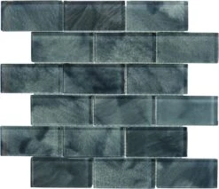 Stratus Grey 2x4 Glossy Glass Subway Tile