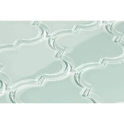 Mist Blue Arabesque Glossy Glass Tile