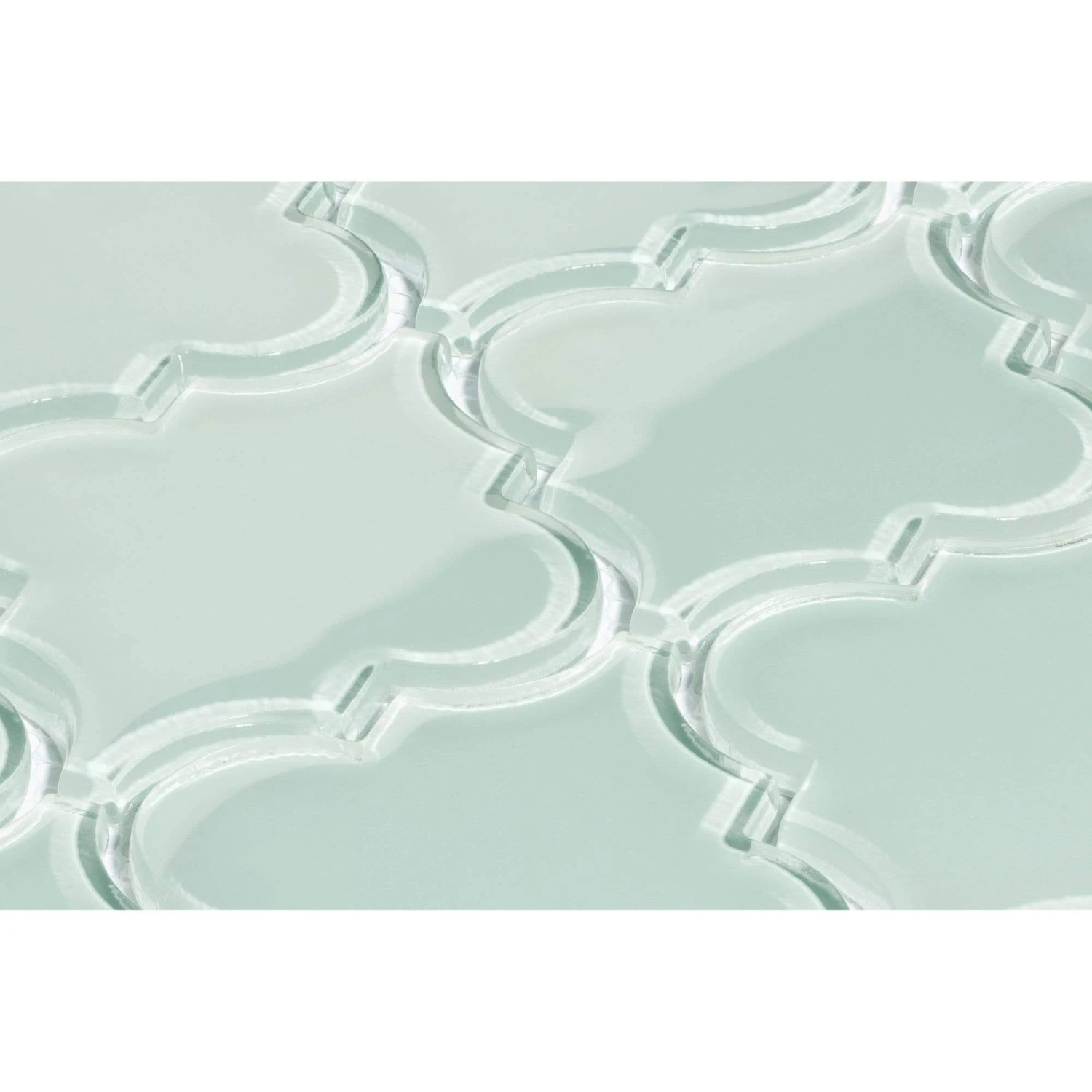 Mist Blue Arabesque Glossy Glass Tile