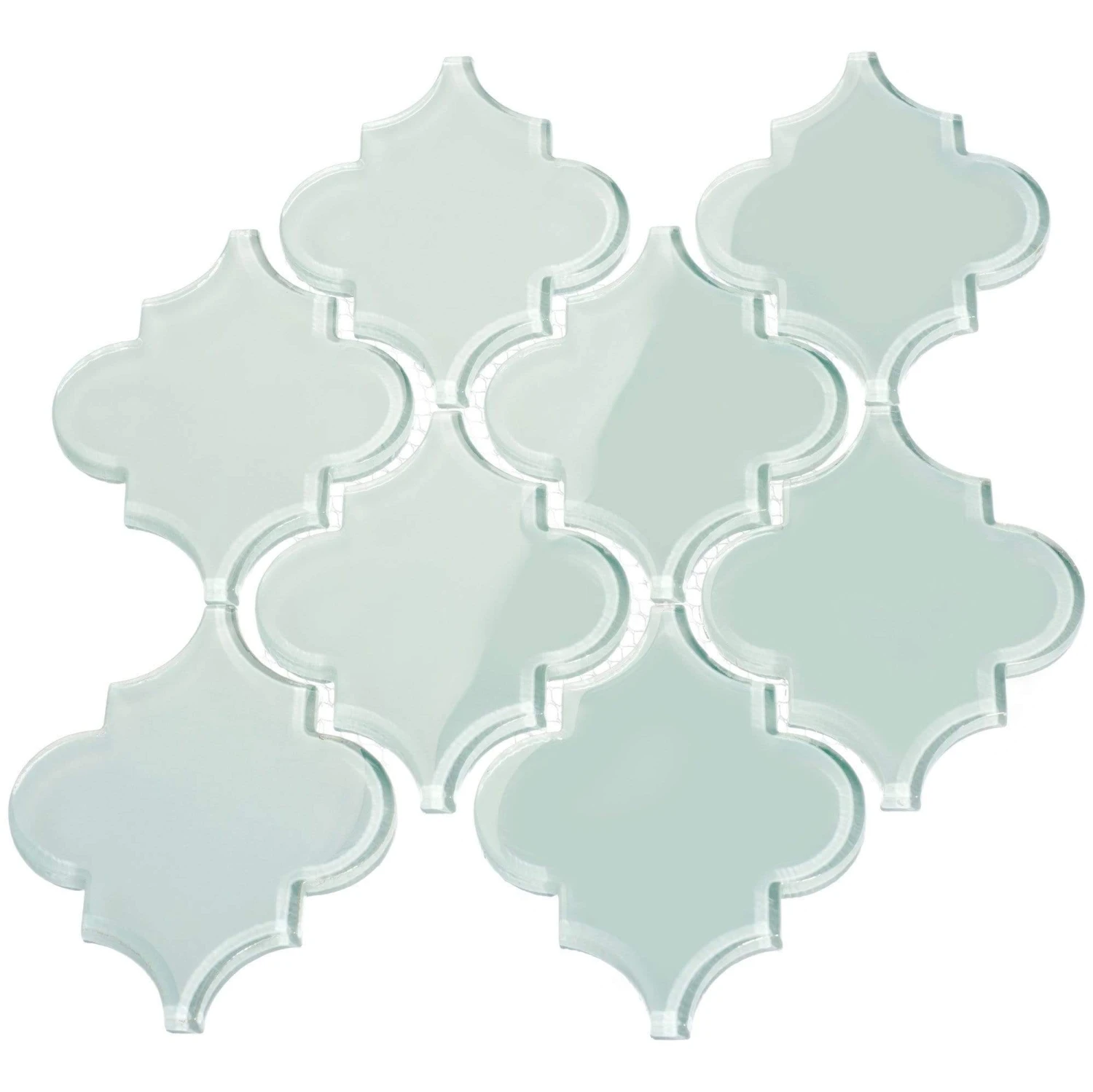 Mist Blue Arabesque Glossy Glass Tile - Image 2