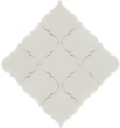 Snowy Arabesque Beveled White Matte Porcelain Tile