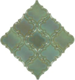 Shore Arabesque Beveled Green Glossy Porcelain Tile
