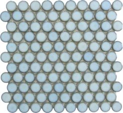 Cloud Blue Penny Round Glossy Porcelain Tile